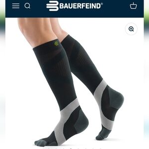 NEW Bauerfeind Compression Training Socks black gray small short unisex